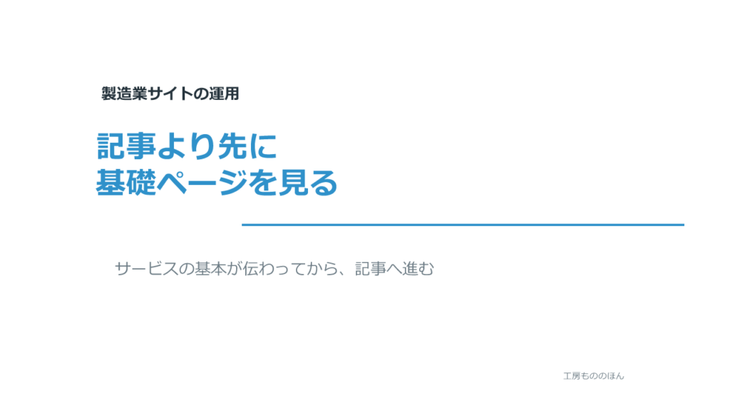 製造業サイトで記事と基礎ページのどちらを先に整えるかを考える記事のアイキャッチ