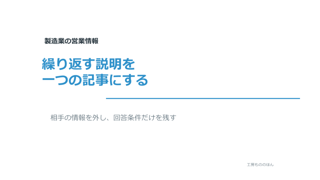 営業で繰り返している説明を一つの記事へ変える方法を示すアイキャッチ