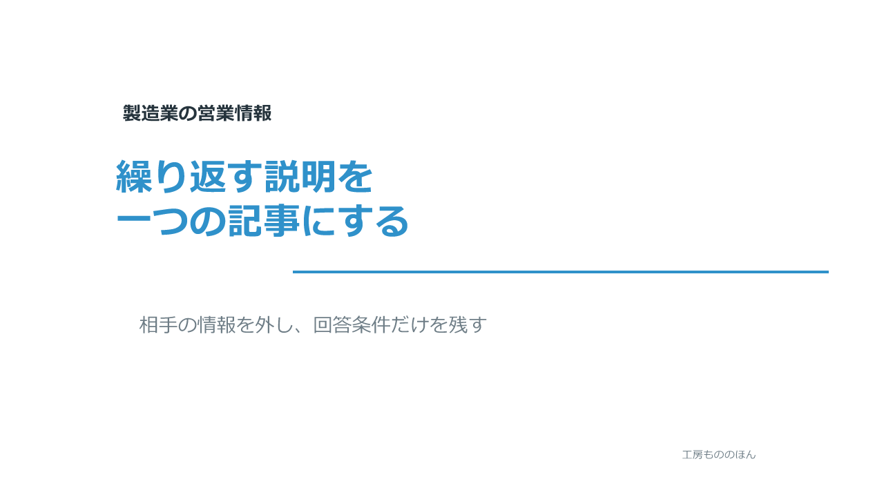 営業で繰り返している説明を一つの記事へ変える方法を示すアイキャッチ