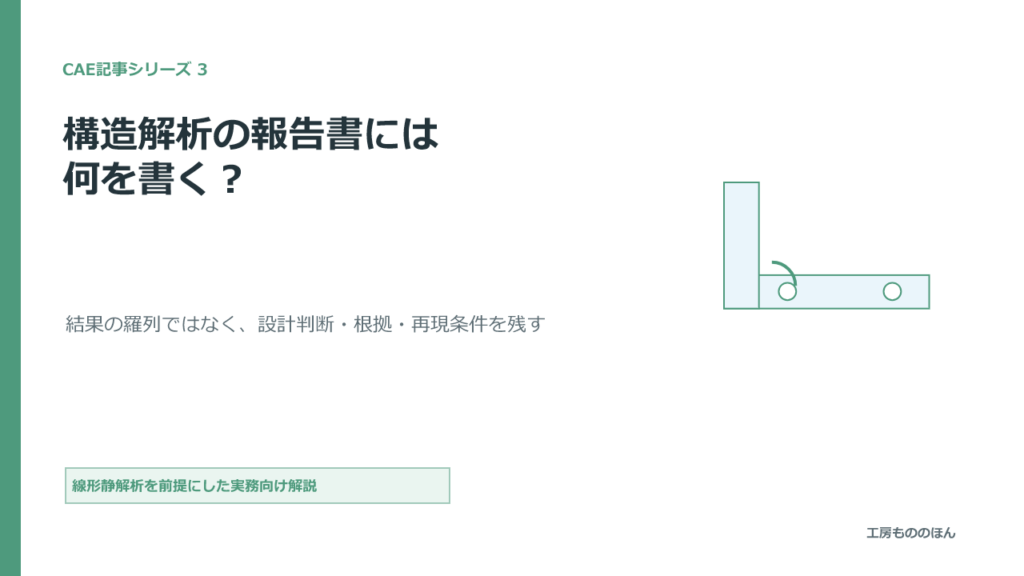 構造解析の報告書に設計判断・根拠・再現条件を残す方法を示す表紙