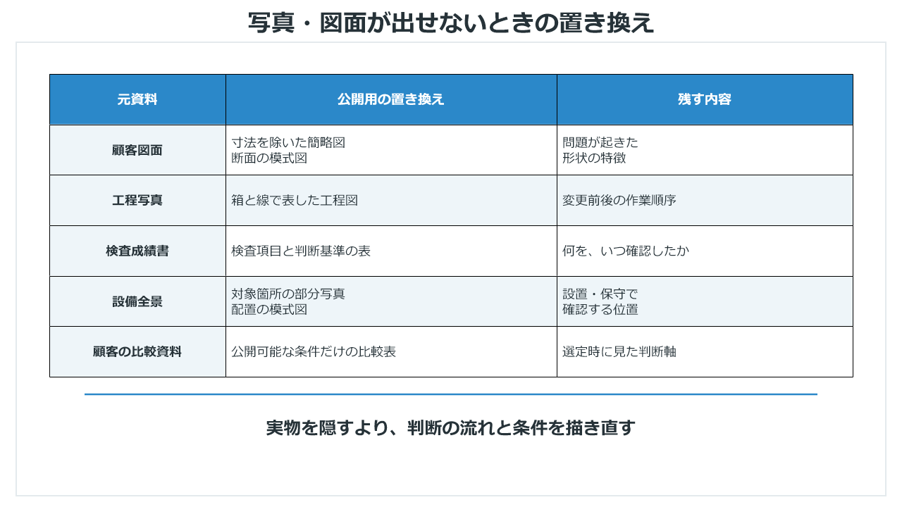 事例記事で写真や図面の代わりに使える図表